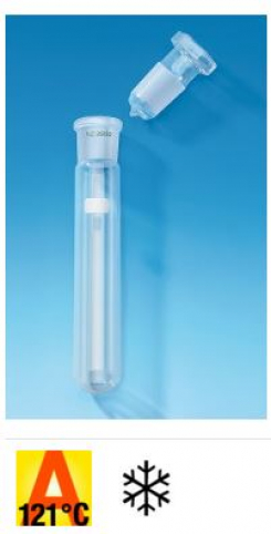 Mēģenes ar korķiem ar slīpējumu