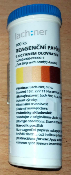 Indikatorpapīrs ar Lead(II) Acetate Hydrogen Sulfide noteikšanai
